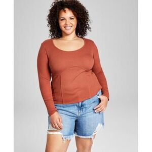 Plus Size Rib-Knit Corset Top